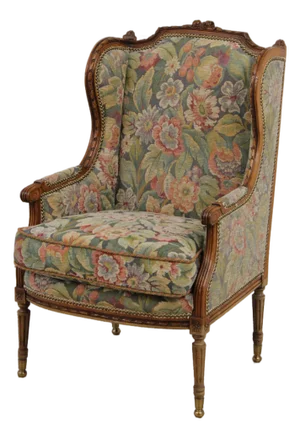 Antique French Style Needlepoint Wing Chair