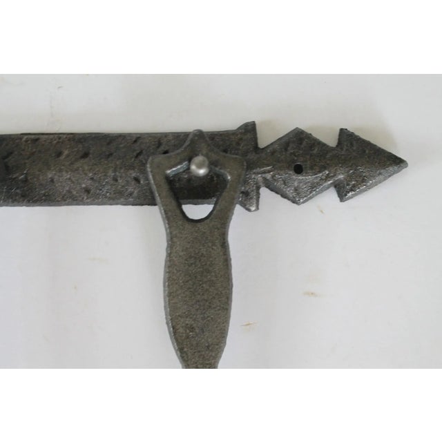 Vintage Hand Forged Cast Iron Utensils With a Matching Decorative Wall Hanger For Sale In Milwaukee - Image 6 of 8