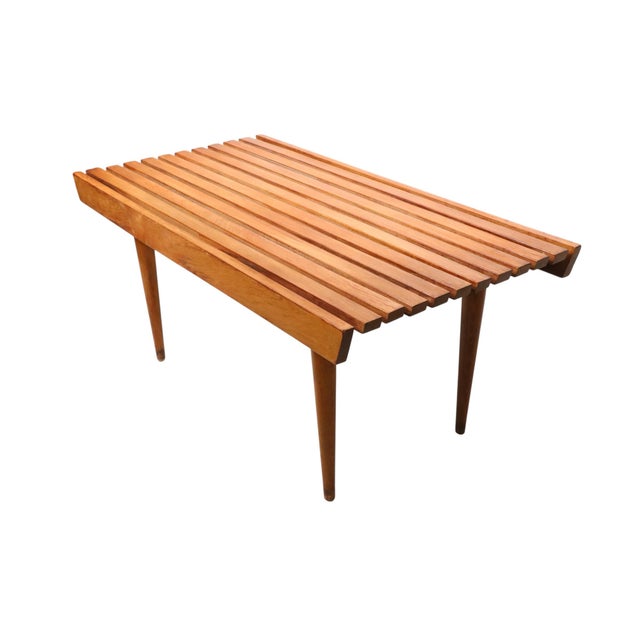 Mid 20th Century Mid 20th Century Diminutive Mid Century Slat Table Bench For Sale - Image 5 of 18