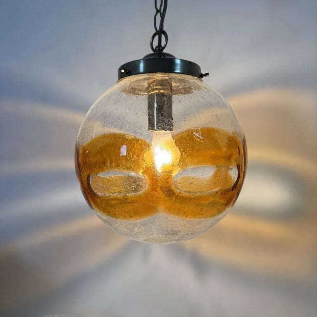 Vintage Italian Murano Glass Hanging Lamp, 1970s, in Good conditions. Designed 1970 to 1979 Up to 250V (Europe/UK...