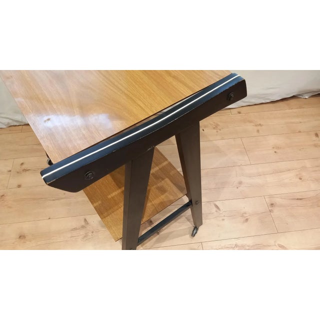 Wood Vintage Yugoslavian Mid-Century Modern Tv Stand on Wheels, 1960s–70s For Sale - Image 7 of 11