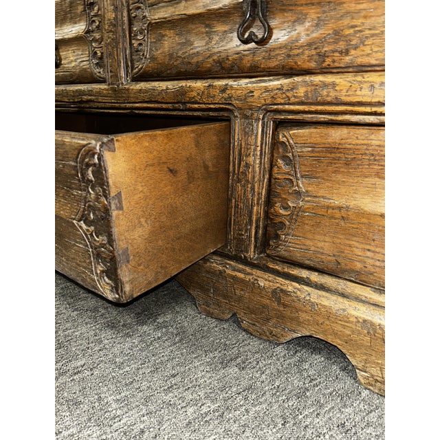 Wood Antique Chest of Drawers in Black Forest Carved Oak, 1800s For Sale - Image 7 of 10