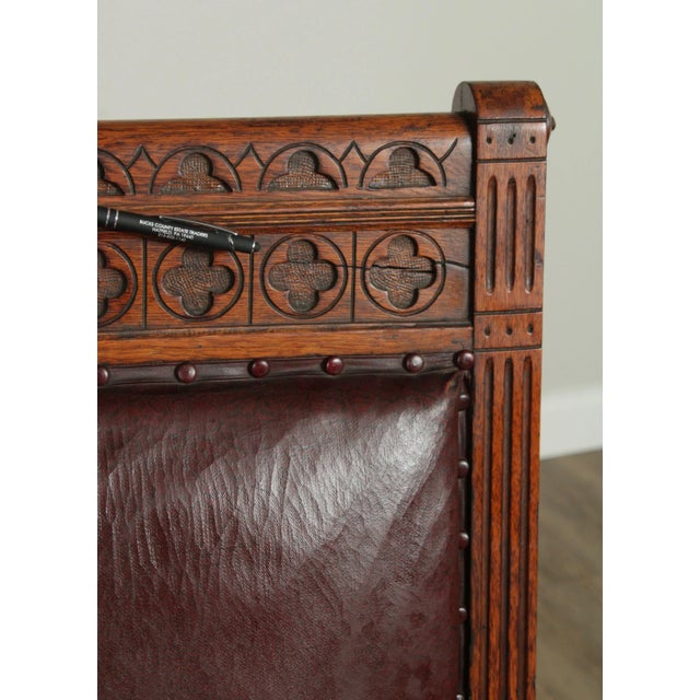 Antique Victorian Oak High Back Masonic Armchairs - A Pair For Sale - Image 12 of 13