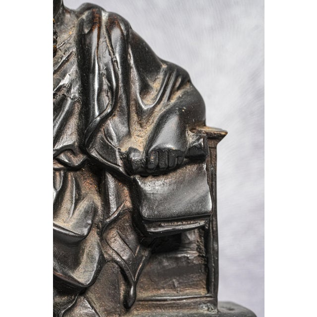 19th Century 19th Century Antique Victorian Neoclassical Bronze Statue Sculpture of Philosopher Home Decor For Sale - Image 5 of 14