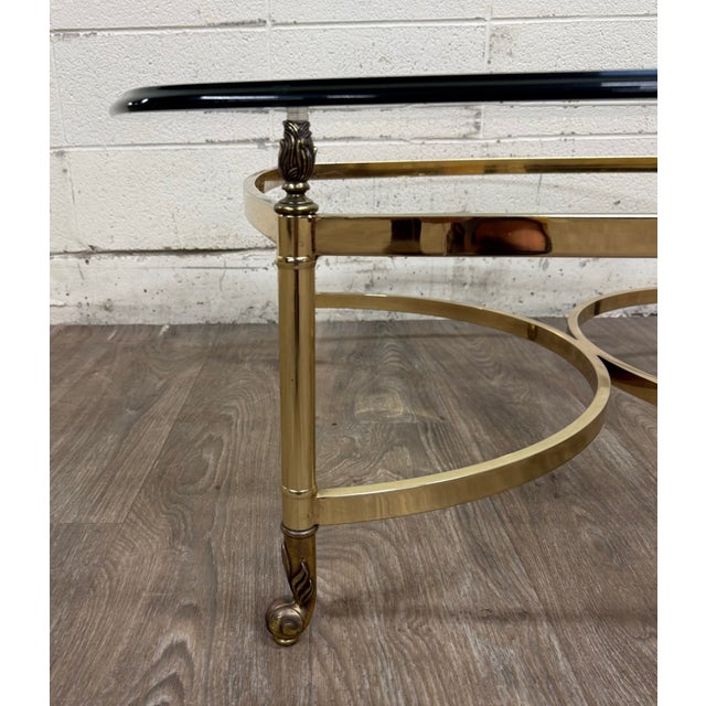 Hollywood Regency Vintage Hollywood Regency Brass Coffee Table With Beveled Glass Top For Sale - Image 3 of 13