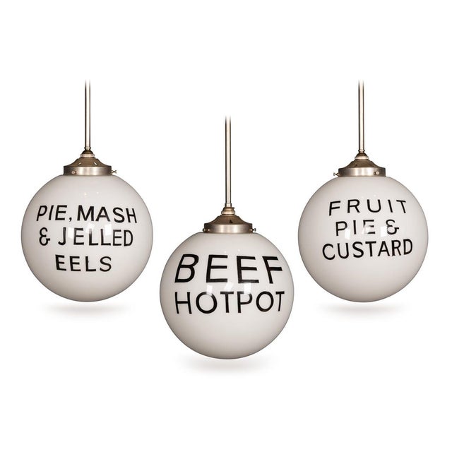 White Opaline Grocery Pendant Lights, 1930s, Set of 3 For Sale - Image 15 of 15