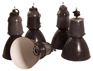 Enamel Factory Lamps from EFC, 1950s, Set of 5