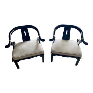 Vintage Mid-Century Lacquer Ming Club Chairs - a Pair For Sale