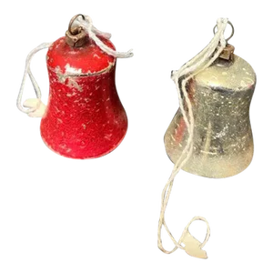 Pair of Vintage Mercury Glass Bell Christmas Ornaments