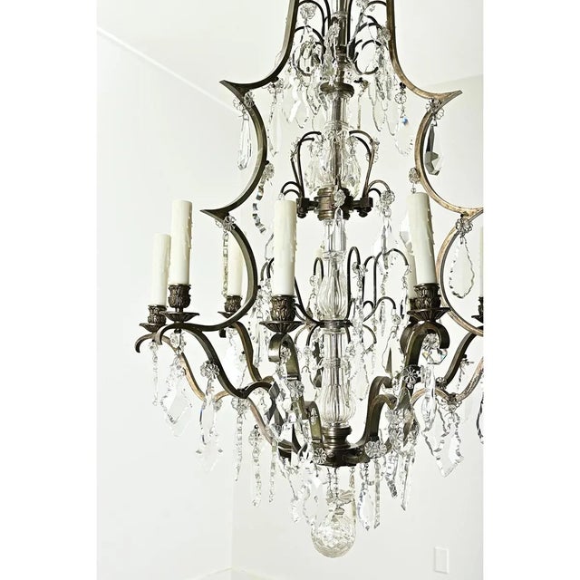 Massive French 19th Century Brass & Crystal Chandelier For Sale - Image 4 of 12