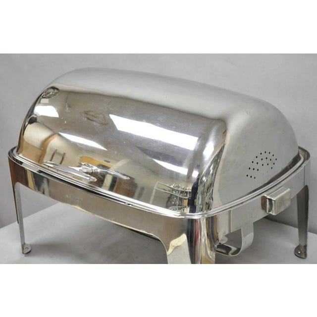 Late 20th Century Sunnex Stainless Steel Rolling 8.5l Chafing Dish Buffet Chafer Catering Server For Sale In Philadelphia - Image 6 of 16