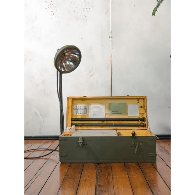 Vintage Swiss Army Field Lamp in Wooden Crate, 1950s For Sale - Image 13 of 18