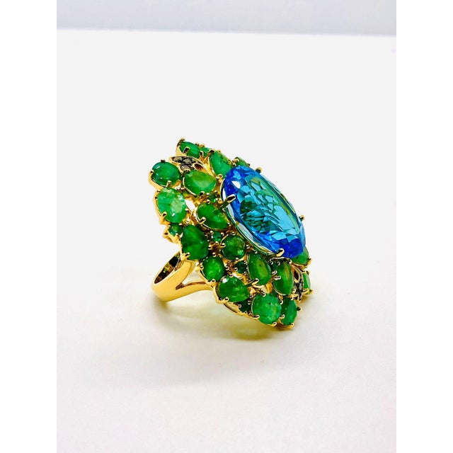 Bochic “Orient” Vintage Emeralds, Topaz & Diamonds Set In 18K Gold & Silver For Sale In New York - Image 6 of 10