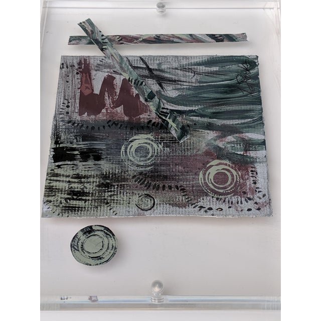 Original Contemporary Collage in Lucite Block Frame Signed For Sale - Image 11 of 12