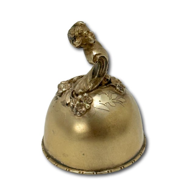 Fine Quality Antique American Victorian Rococo Style Gold Gilt Sterling Silver Dinner Bell Made by Gorham in 1897 For Sale - Image 9 of 12