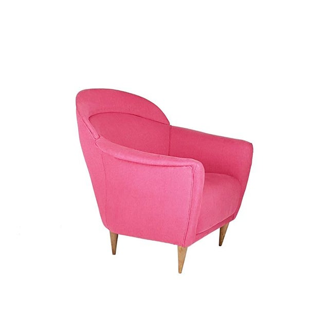 Italian Pink Fabric Upholstered Chair, 1950s For Sale - Image 9 of 14
