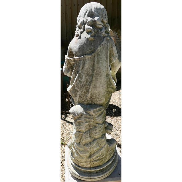 Stone Statue of a Girl Holding Out Her Apron, 1950 For Sale - Image 6 of 9