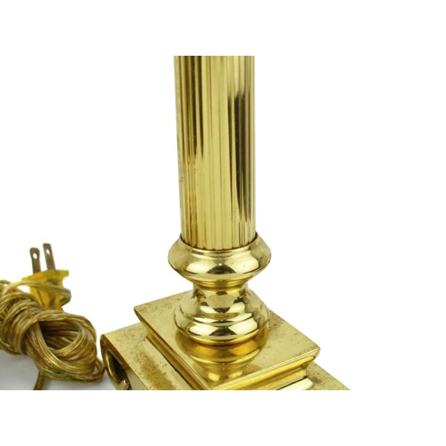Mid 20th Century Brass Pillar Column Design Candlestick Night Table Lamp - a Pair For Sale - Image 9 of 10