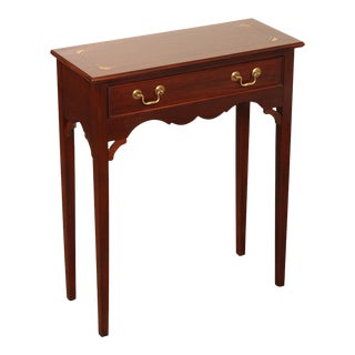 Late 20th Century Madison Square Chippendale Style Inlaid Mahogany Narrow Console Table For Sale