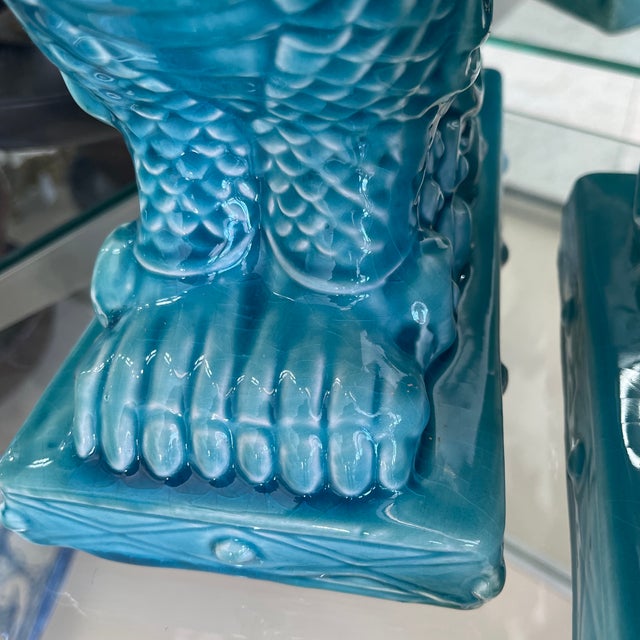 Ceramic 1960s Chinese Pair of Dragon Porcelain Statues For Sale - Image 7 of 8