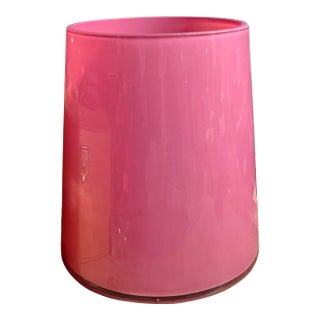 Vintage Pink Glass Vase Candle Holder For Sale