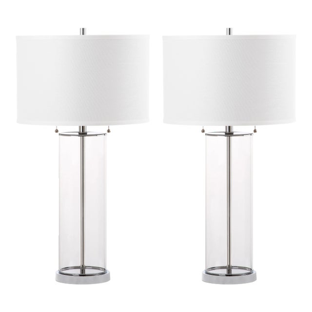 Velma Modern Table Lamp in Clear & Off White - a Pair For Sale