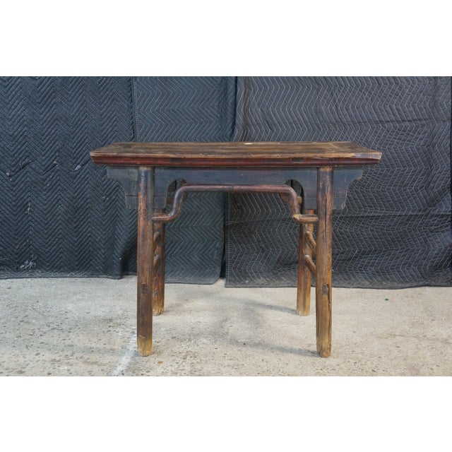 Mid 20th Century Mid-20th C. Chinese Ming Style Sculptural Elm Altar Wine Table Hall Console 39" For Sale - Image 5 of 18