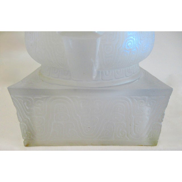 C.1930's French Rene' Lalique " Rare," Monumental Urn or Center Piece in an Ethnic Asian Motif Vessel/Urn With Chi Dragon Detailed Handles For Sale - Image 15 of 18