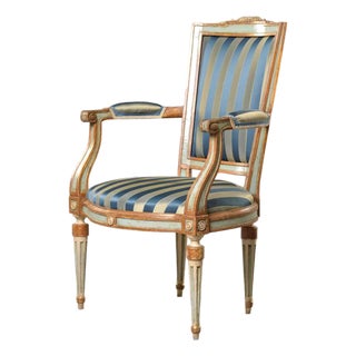Late 18th Century European Neoclassical Painted & Parcel-Gilt Armchair For Sale