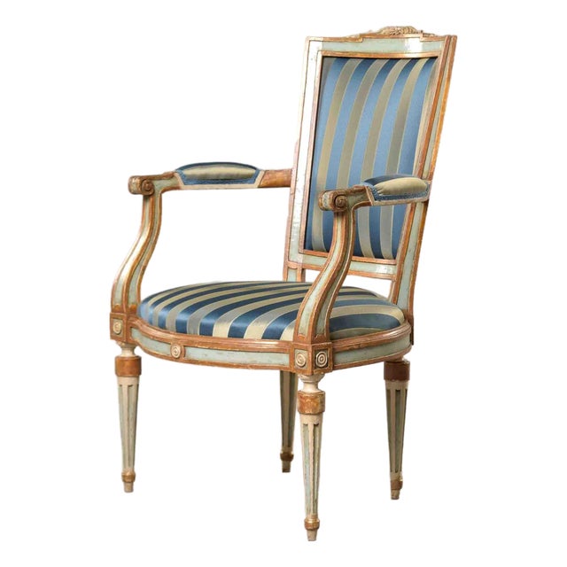 Late 18th Century European Neoclassical Painted & Parcel-Gilt Armchair For Sale