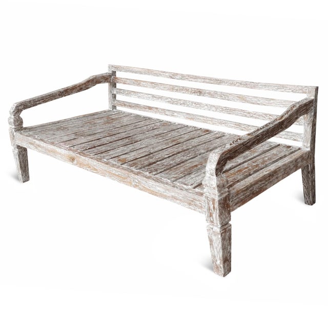 Simple Coastal White Wash Teak Twin Daybed For Sale - Image 4 of 5