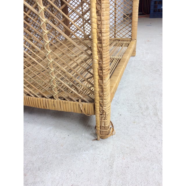1960s Vintage Boho Chic Rattan Shelving Unit With Arched Top For Sale - Image 5 of 10