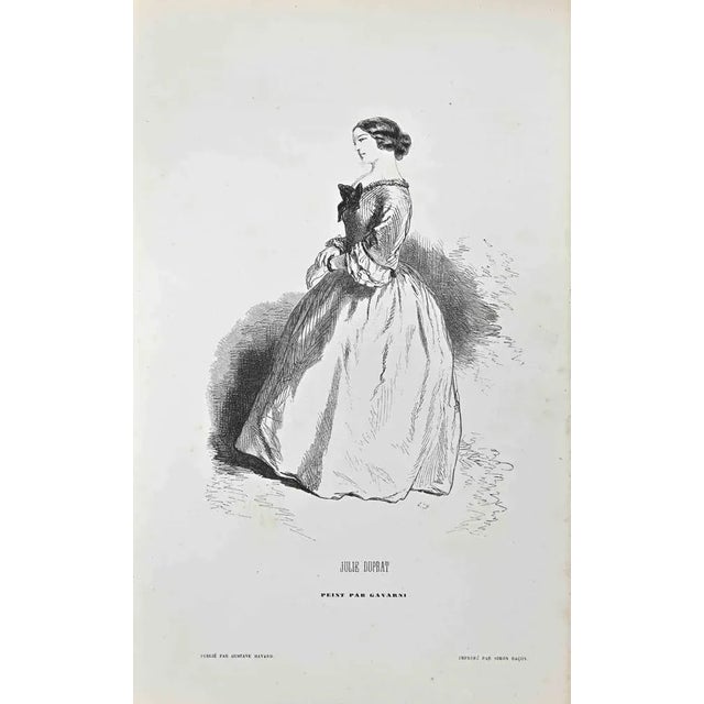 Juliie Duprat is a lithograph on ivory-colored paper, realized by the French draftsman Paul Gavarni (alias Guillaume...