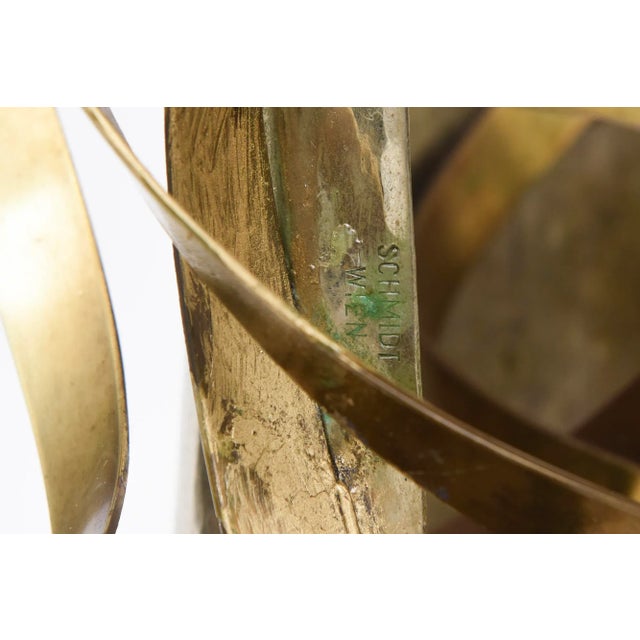 Vintage Signed Karl Schmidt Brass and Hammered Alpaca Silver Sculpture, Austria, 1980's For Sale - Image 11 of 12