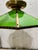 Vintage Brass & Green Glass Octagonal Three-Light Pendant Chandelier For Sale In New York - Image 6 of 12