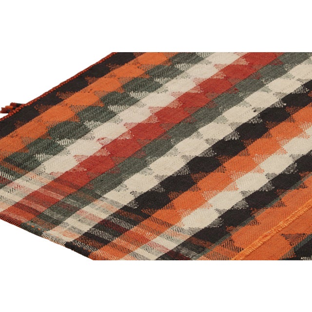 1950s Vintage Persian Kilim in Orange and Multicolor Stripes by Rug & Kilim For Sale In New York - Image 6 of 8