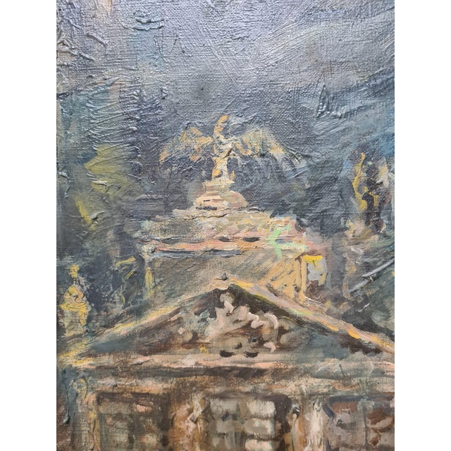 Alain Menghini, Baroque Buildings, Oil Painting on Canvas, Late 20th Century For Sale - Image 4 of 8