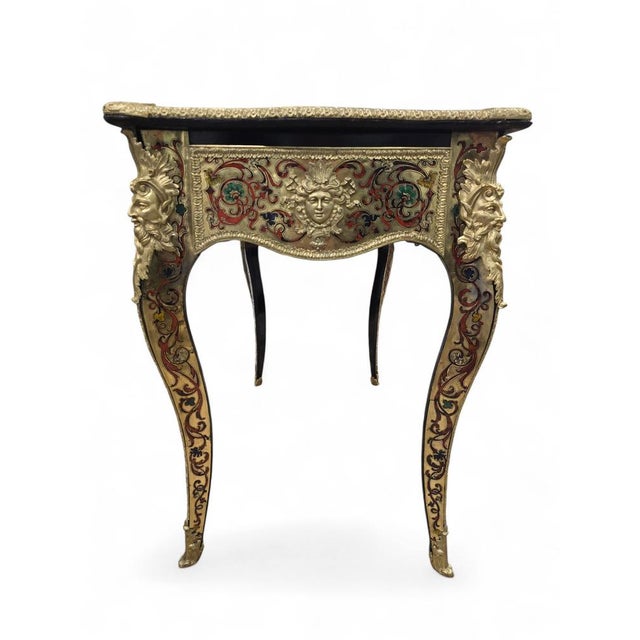 French Boulle Style with Marquetry and Gilt Side Table, 1800 For Sale - Image 6 of 13