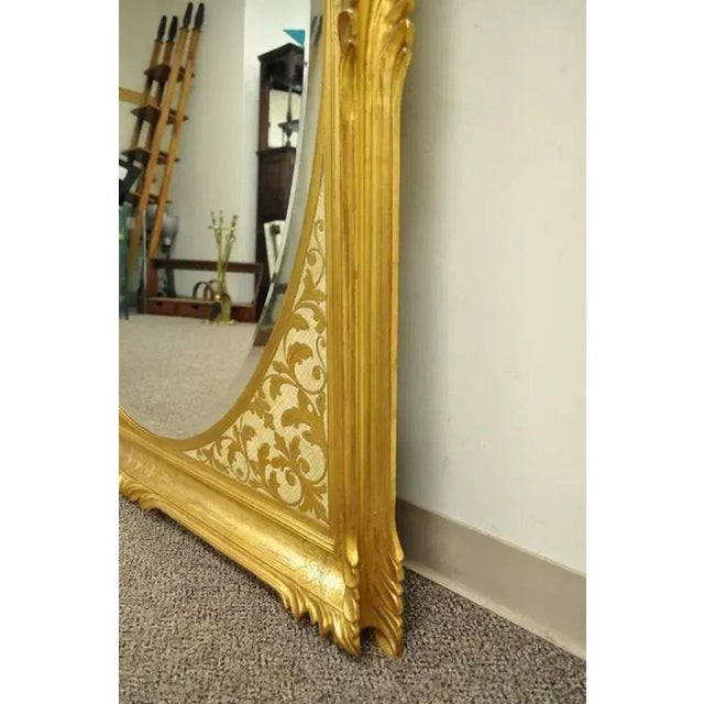 Wood Vintage Italian Regency Gold Gilt Carved Wood Florentine Rectangular Wall Mirror For Sale - Image 7 of 10