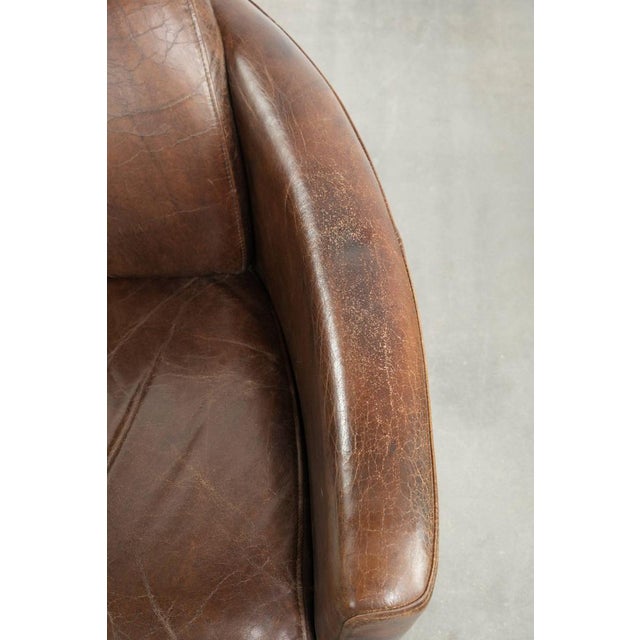 Brown Club Chair in Brown Cowhide Leather For Sale - Image 8 of 16