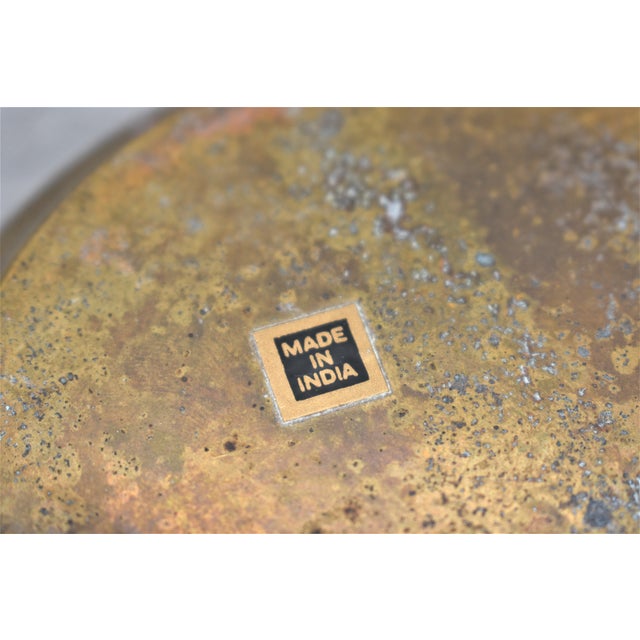 Metal Vintage Brass Cachepot with Leaf Handles For Sale - Image 7 of 8