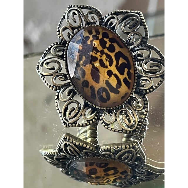 Y2k Leopard-Print Cocktail Ring For Sale - Image 6 of 6