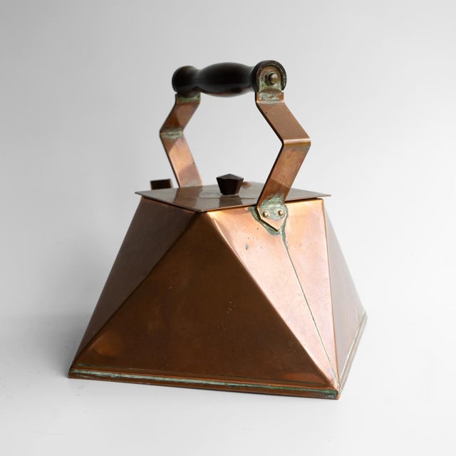 Antique French Modernist Copper Kettle, Art Deco Cubist Design, 1920s For Sale - Image 14 of 16