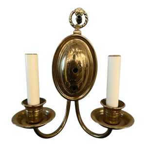 Vintage Neoclassical Style Solid Brass Wall Sconce 2 Light Arm Urn Design