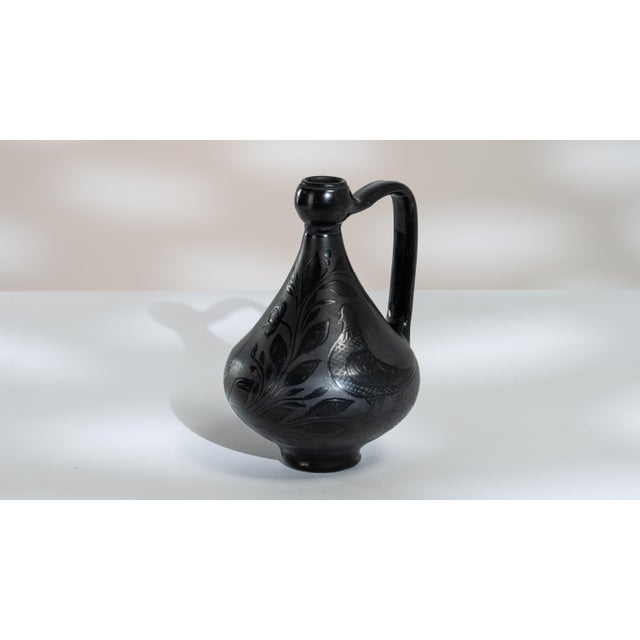 Ivory Mid 20th Century Hungary Black Ceramic Jar For Sale - Image 8 of 15
