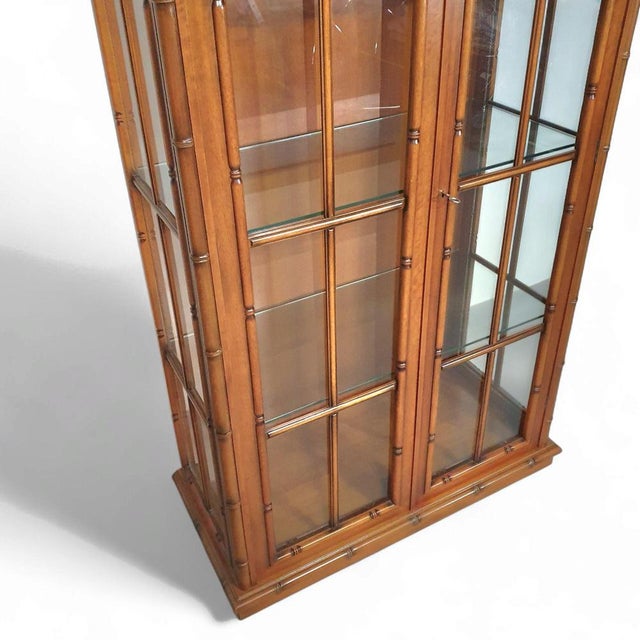Faux bamboo cabinet by Jonathan Adler / glass layers / 1980s Height 197 Width 97 Depth 47 cm