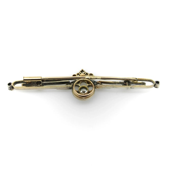Early 20th Century Pre-Revolutionary 14k Gold Diamond Bar Pin For Sale In Los Angeles - Image 6 of 8