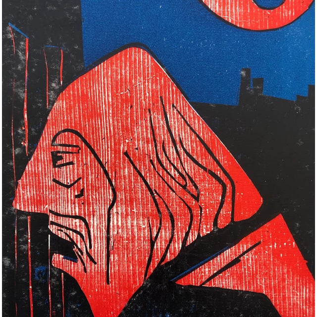 Unsigned woodcut with German dedication on the back in pencil