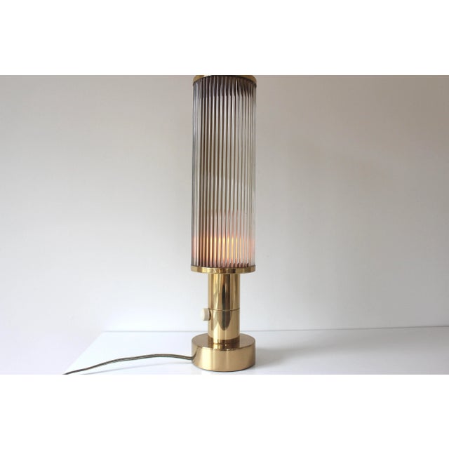 Mid 20th Century Vintage Art Deco Lamp Glass Rods Brass Dimmer Switch For Sale - Image 5 of 10