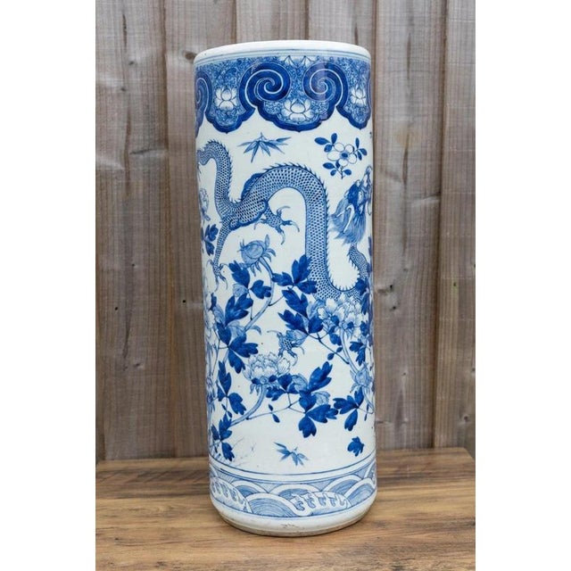 Ceramic Large 19th Century Chinese Qing Blue and White Twin Dragon Porcelain Vase For Sale - Image 7 of 18